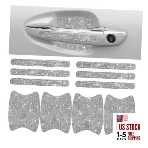 Bling Car Door Handle Protector, Bling Auto Doors Handles Sticker Anti White