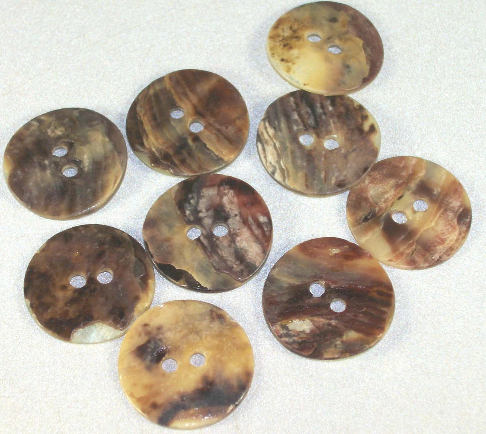 9 Mother of Pearl Buttons 3/4" Diameter Natural Pacific Ocean Shell