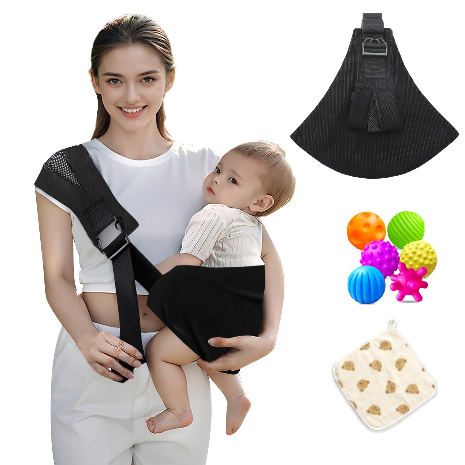 Baby Sling Carrier for Toddler, Baby Sling, Adjustable Front & Back with Non-...
