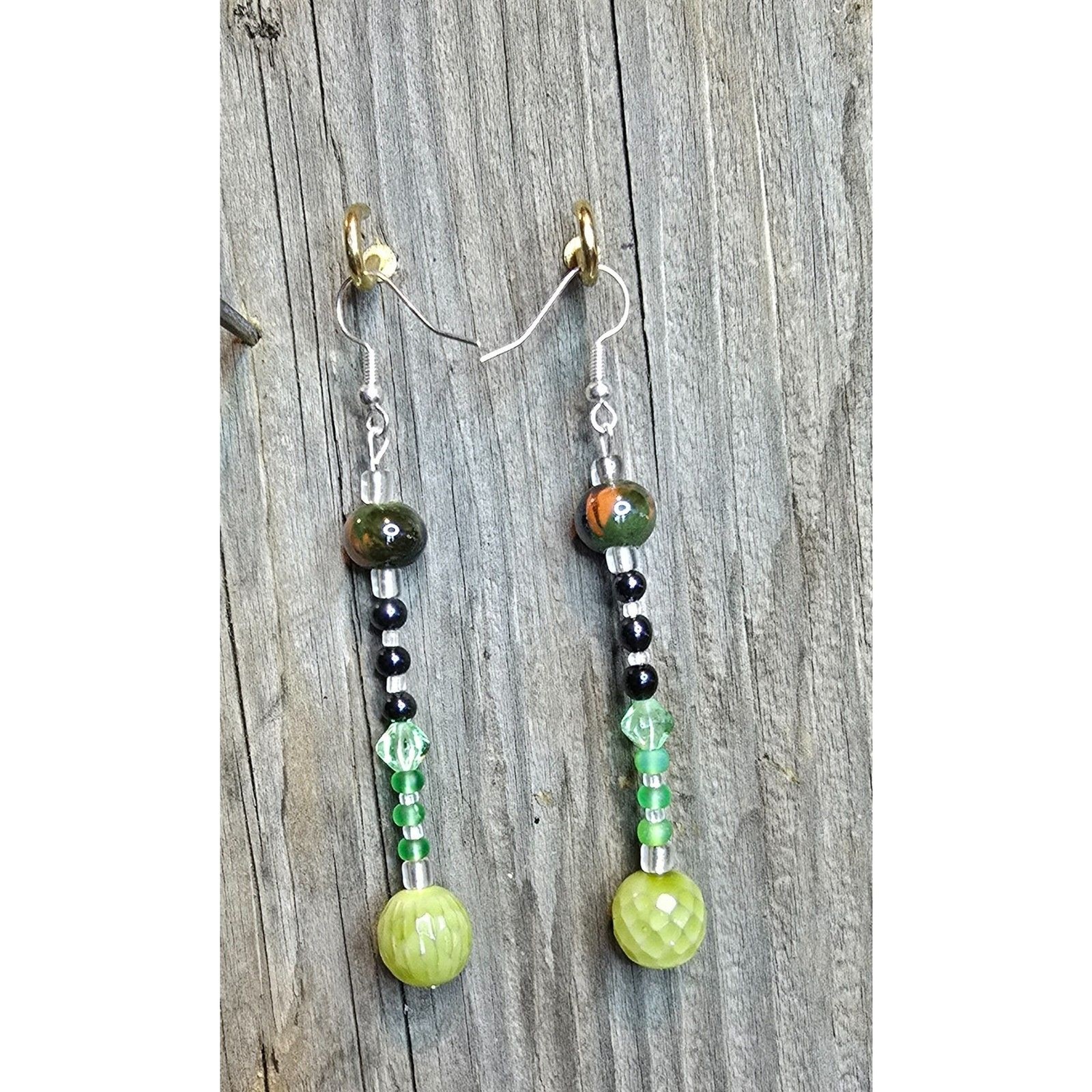 Handmade Beaded Drop Dangle Earrings, Funky Boho Statement Jewelry