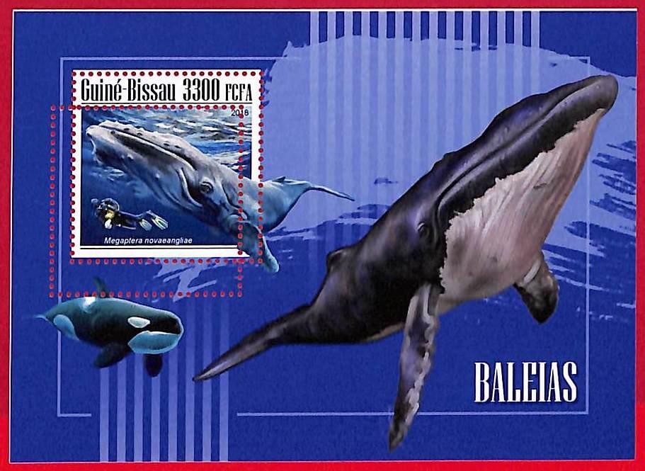 A5095 - GUINE-BISSAU - ERROR MISPERF Stamp Sheet - 2018 - Whales, Marine Life