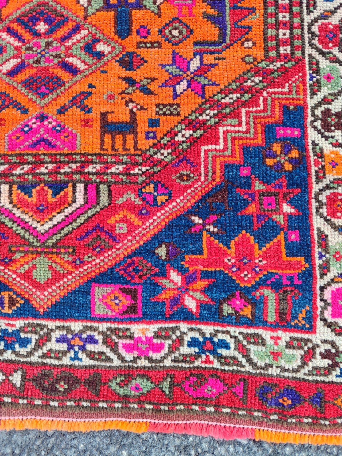 Orange Antique rug 3x7, Turkish runner 3x7 vintage, Heriz rug, Herki rug rare