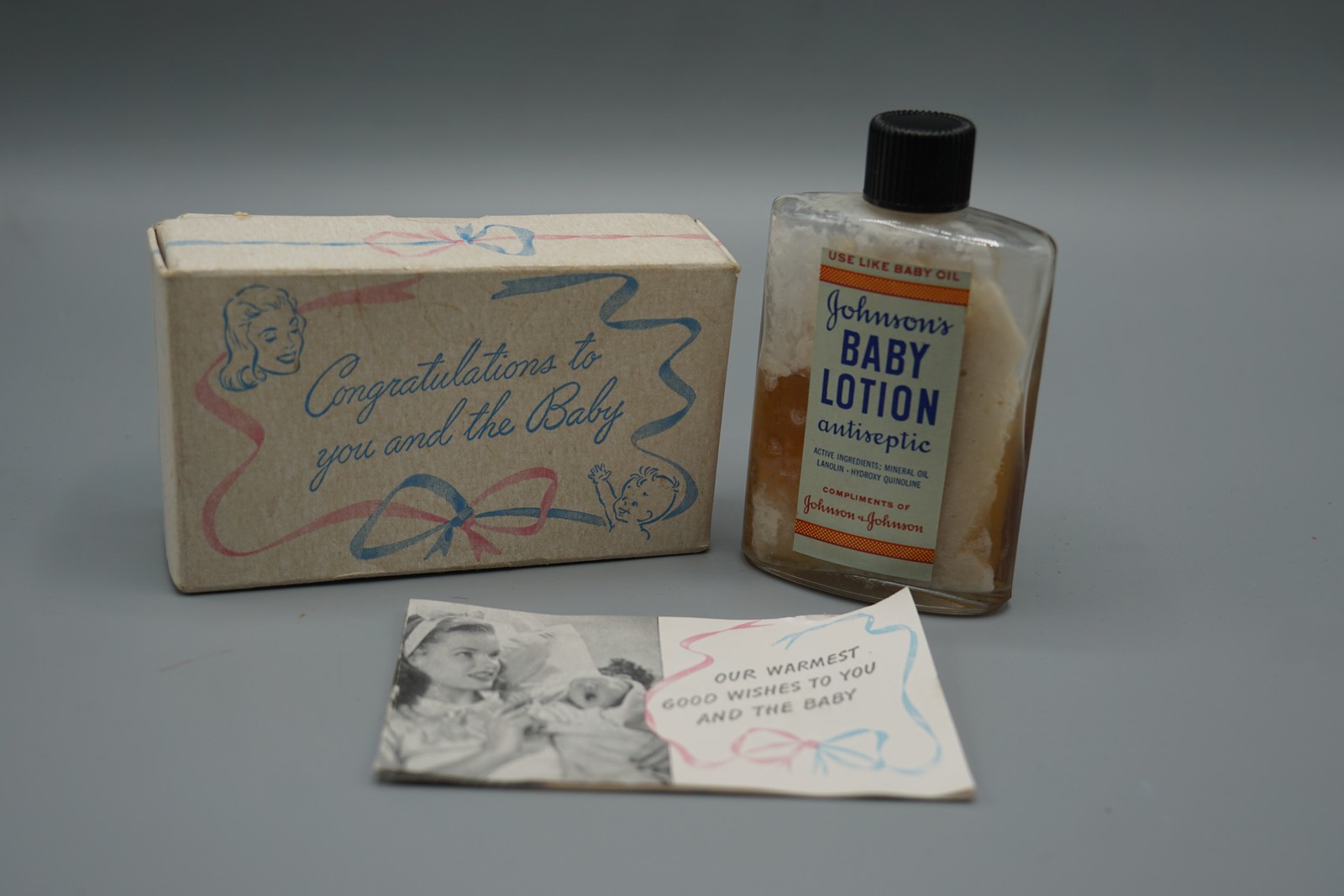 Vintage Johnson's Baby Lotion Antiseptic Sample Bottle in Original Gift Box