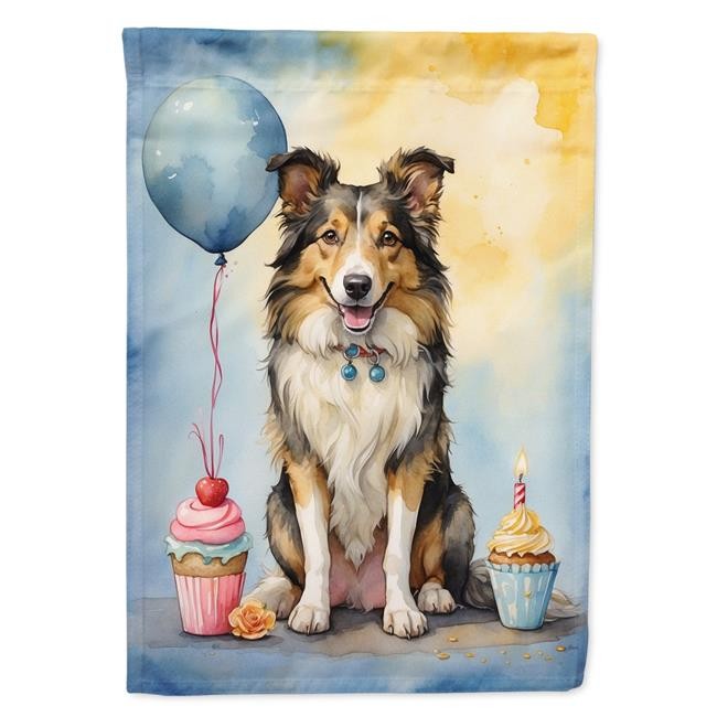 Carolines Treasures DAC8029CHF 40 x 28 in. Collie Happy Birthday House Flag