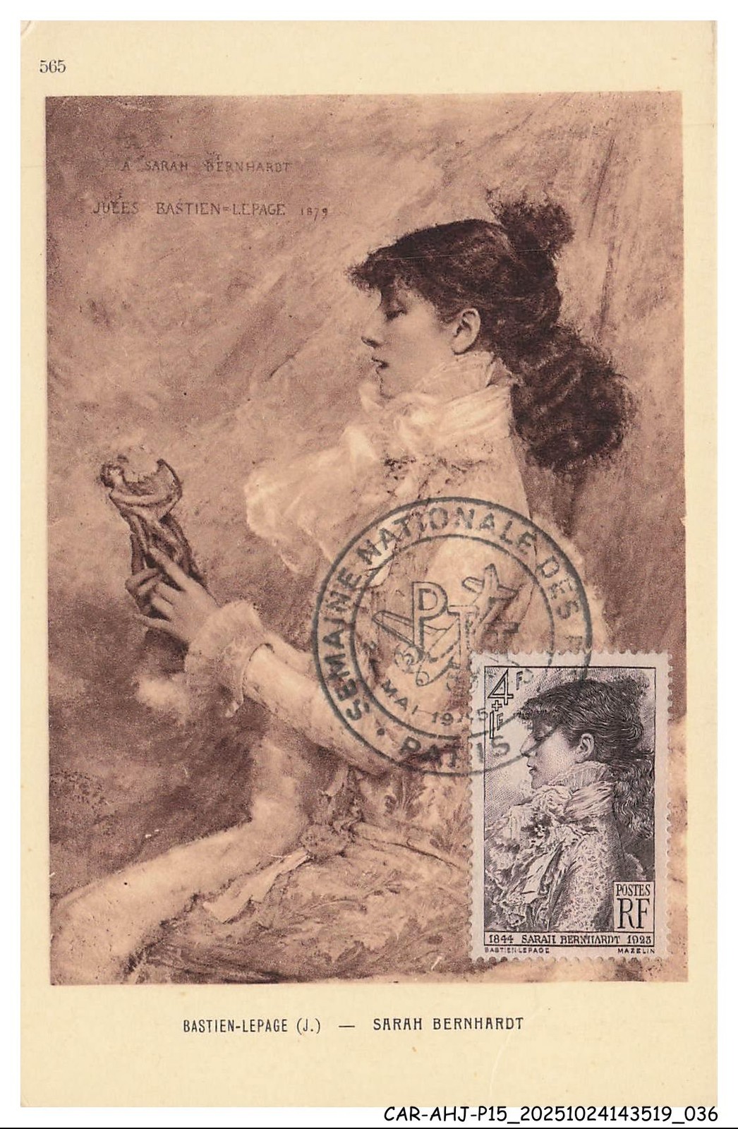 CAR-AHJP15-0705-CARD-MAXIMUM - Bastien Beach - Sarrah Bernhardt - 1945