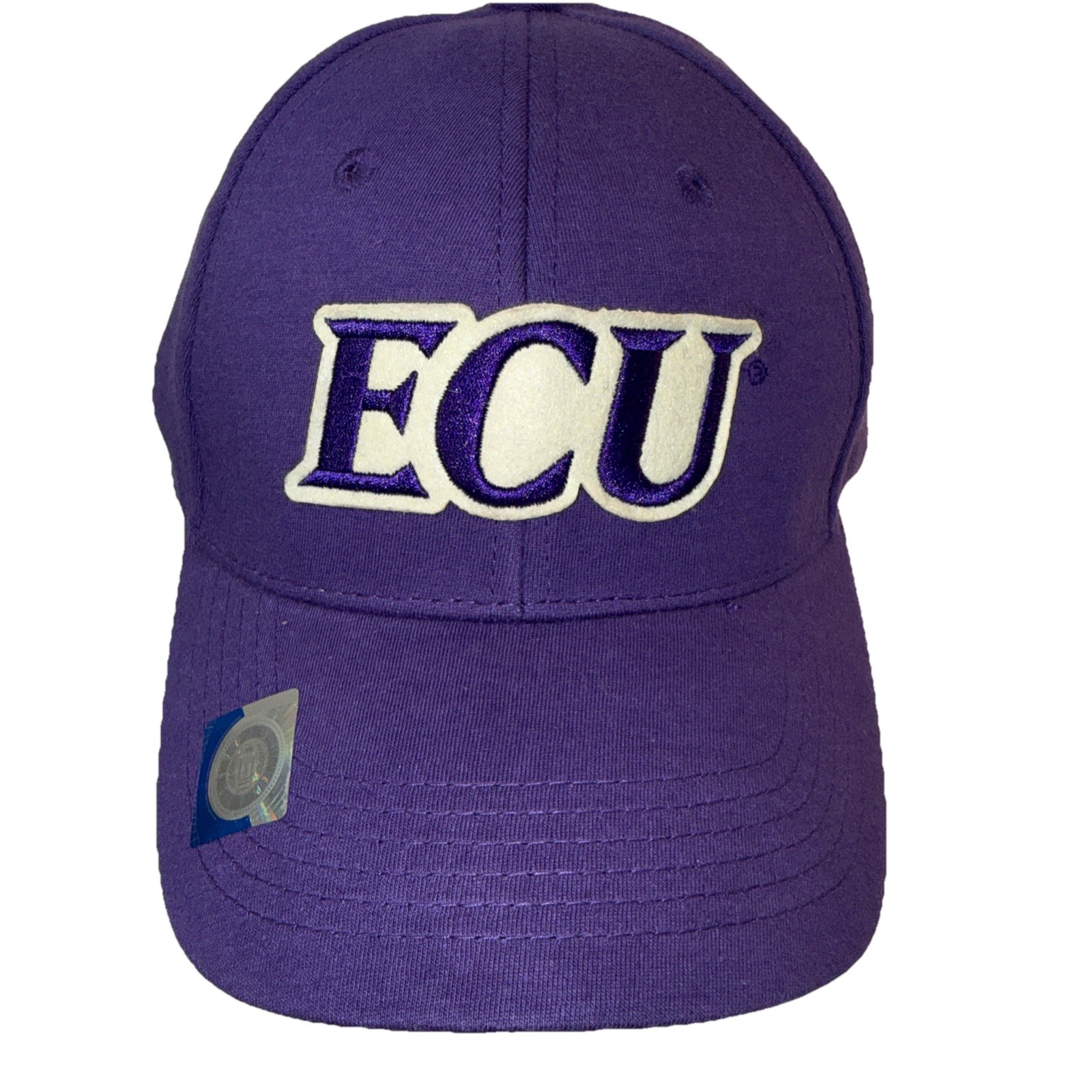 ECU Purple Letters white felt on Purple Hat Cap East Carolina Univ Pirates NWOT