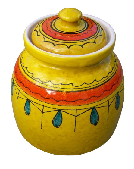 Vintage I. Magnin Original 1960s 1970s Yellow Southwest Style Art Pottery