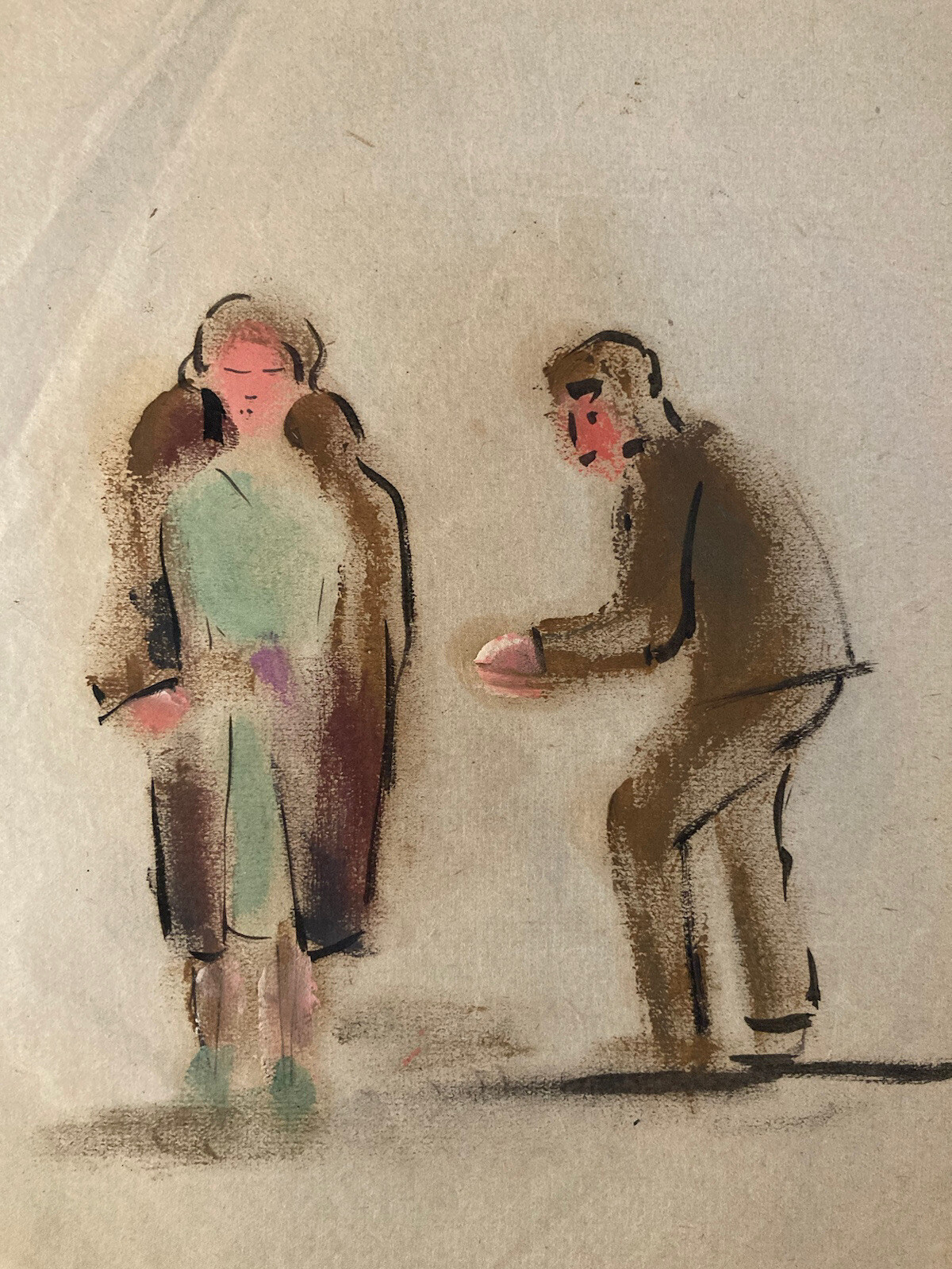 Very Beautiful German Expressionism Ink Gouache 1920 Expressionist