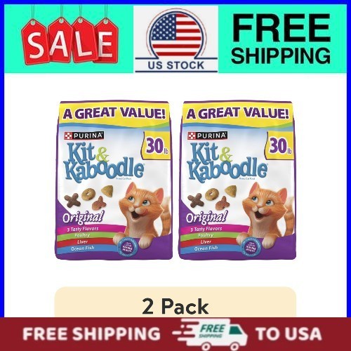 (2 pack) Purina Kit & Kaboodle Original, Indoor Dry Cat Food, Chicken, Liver