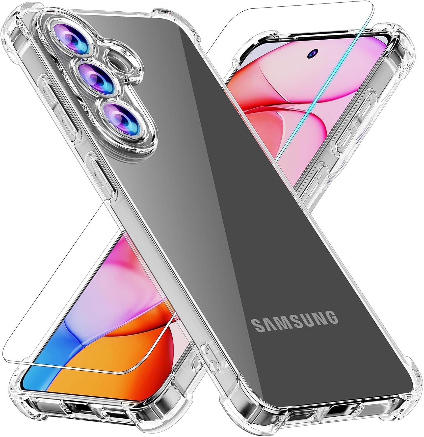 Samsung Galaxy S26 Clear Case with Tempered Glass Screen Protector