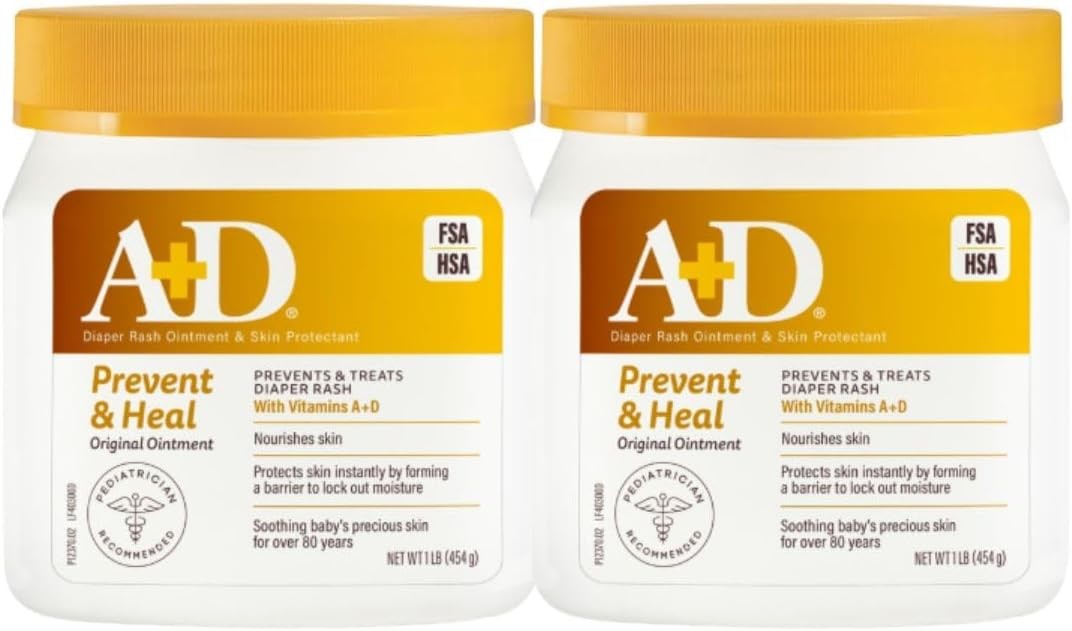 A+D Original Diaper Rash Ointment, 1 Pound Jar Pack of 2
