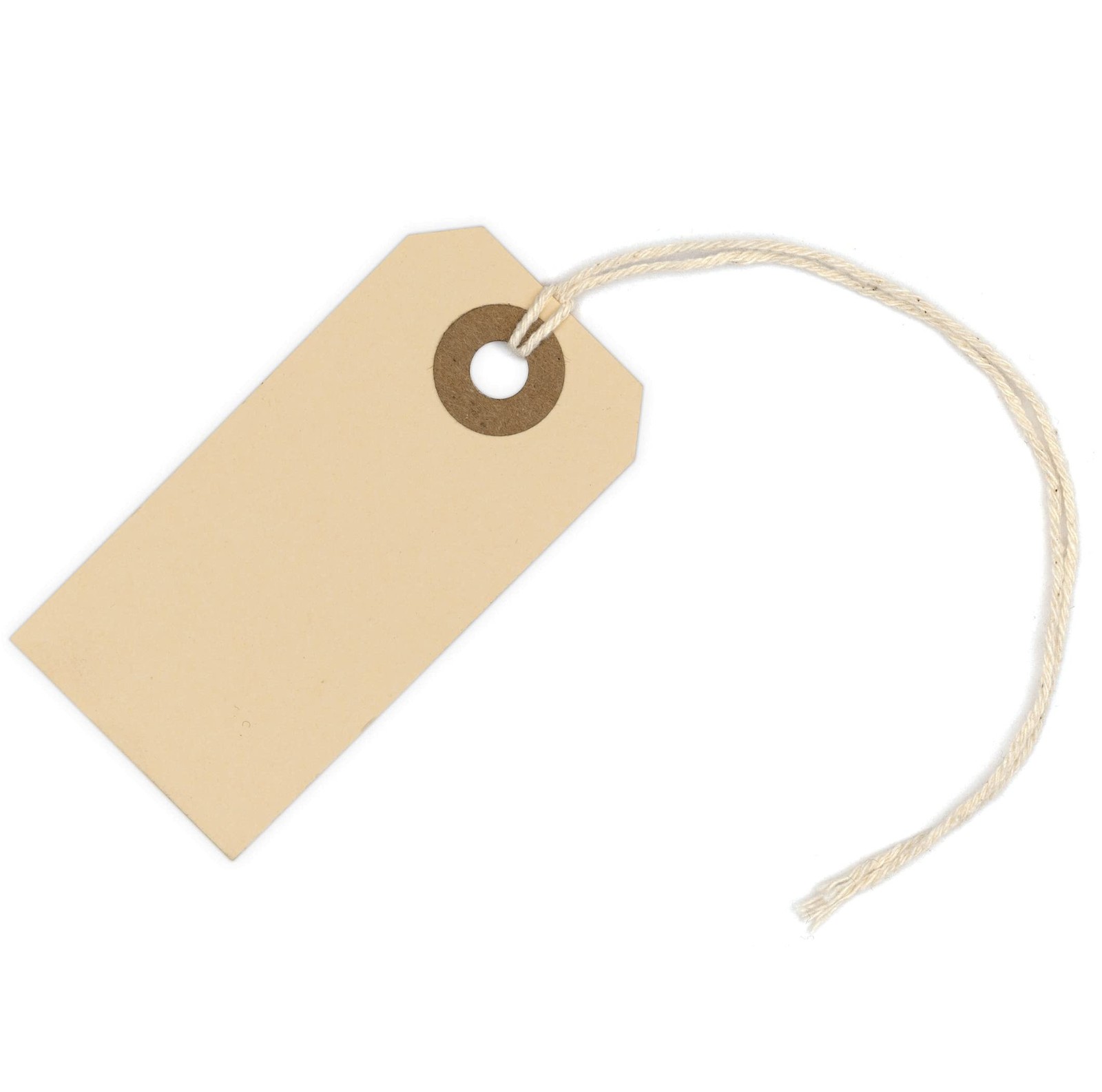 100 Small Manila Paper Tags with String - #1, 2 3/4” x 1 3/8” - Hang Shipping...