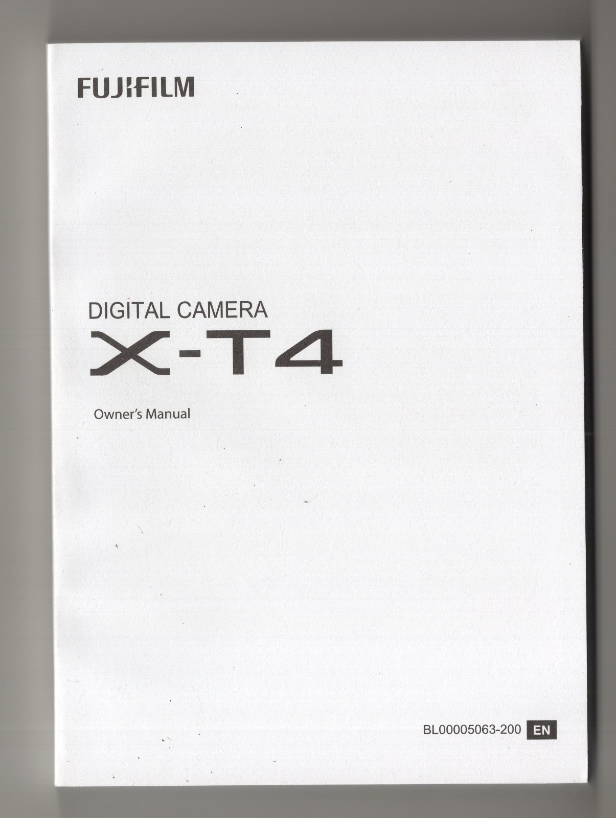 Fuji Fujifilm Genuine X-T4 Camera Instruction Manual / User Guide In English