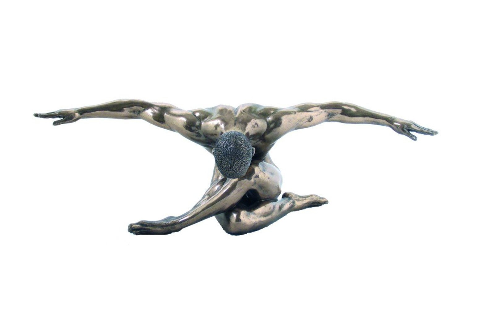 Italfama Large Bronze Resin Male Sculpture, Outstretched Arms 137X43X43 Cm