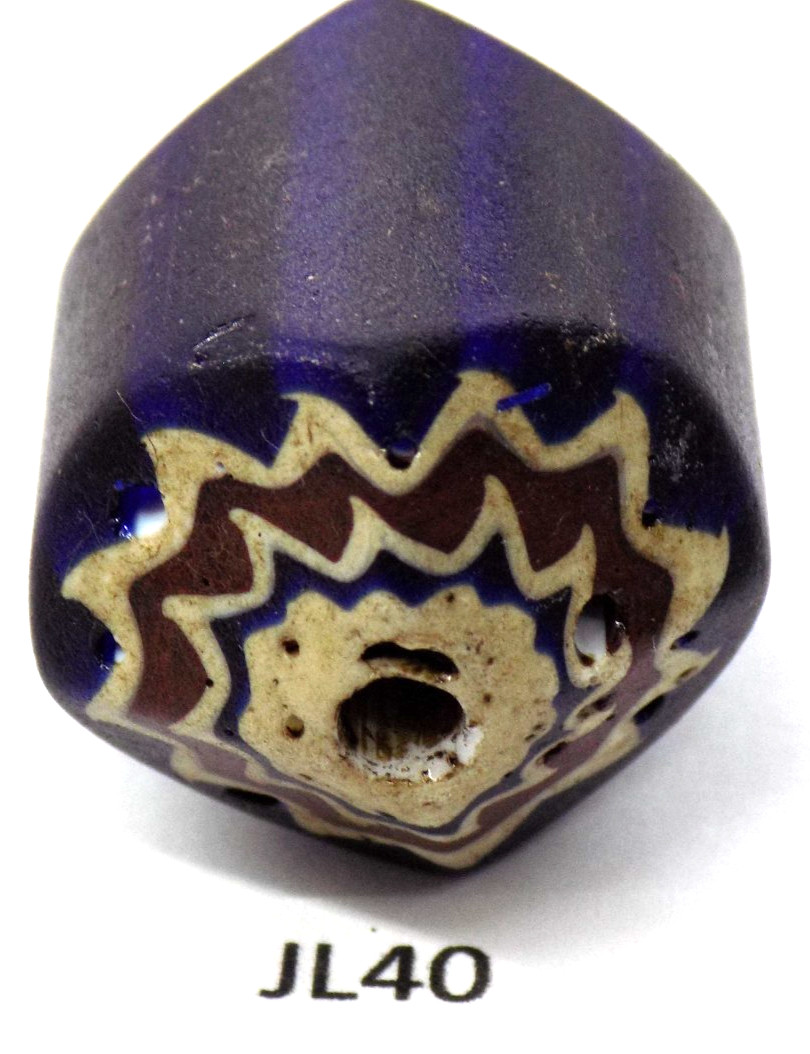 Large Old Style Facetted Antique Venetian Chevron Trade Bead African JL40  Bg 44