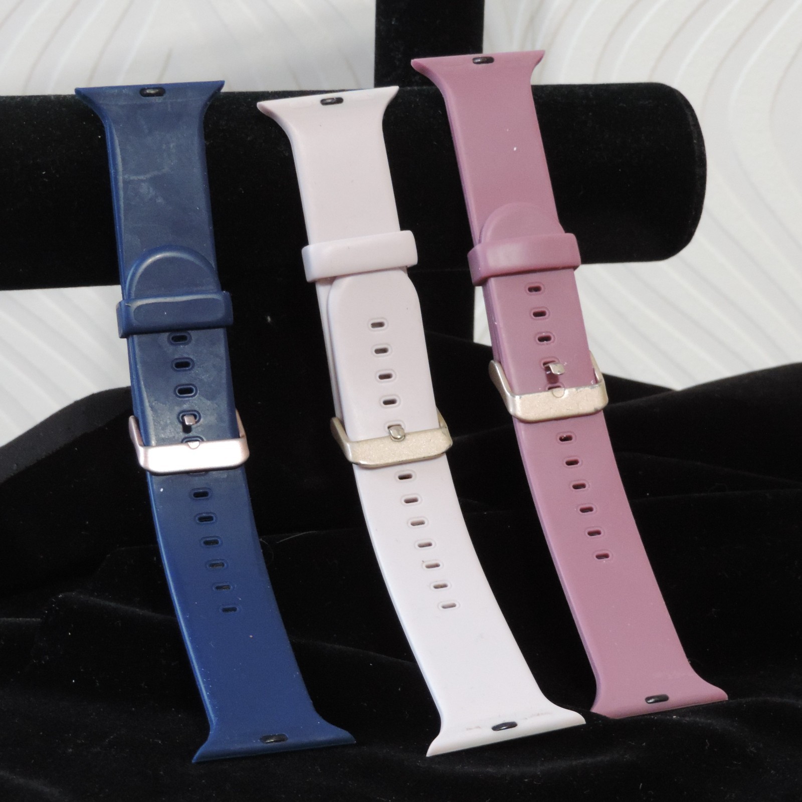 HEYDAY Three (3) Silicone Smartwatch bands Navy Pink Lavender