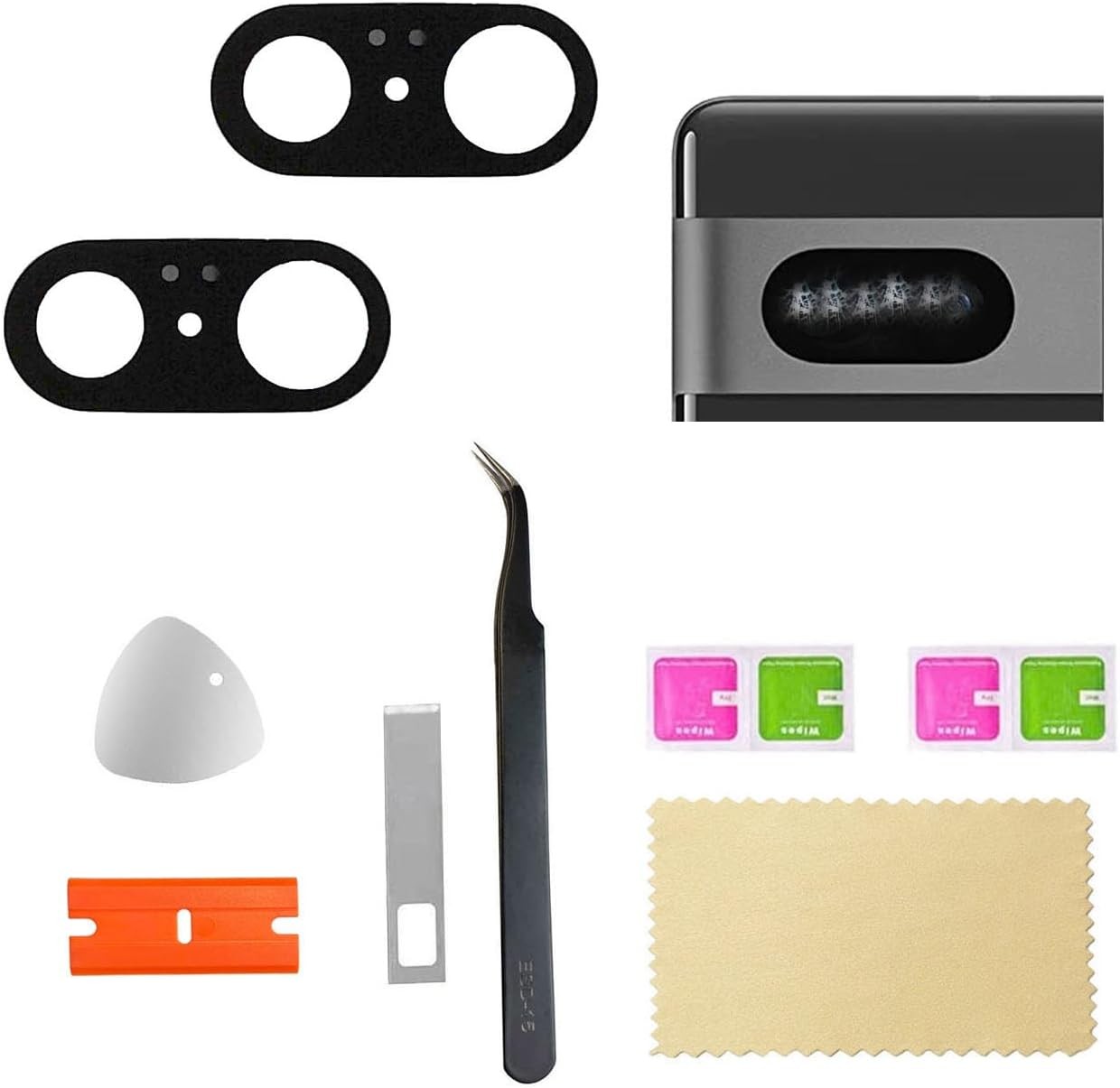 2pcs Pack Pixel 7 Back Camera Glass Cover Replacement Rear Lens Parts