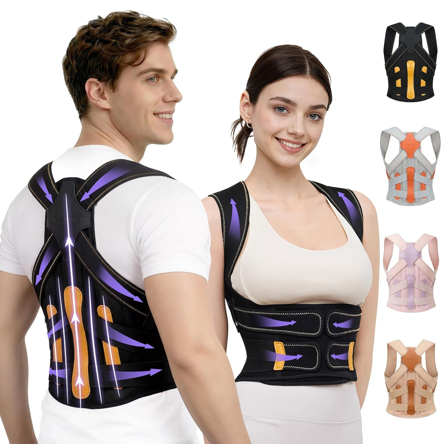 Posture Corrector for Women and Men, 5 Full Back Support Brace Rods, FSA&HSA Eli