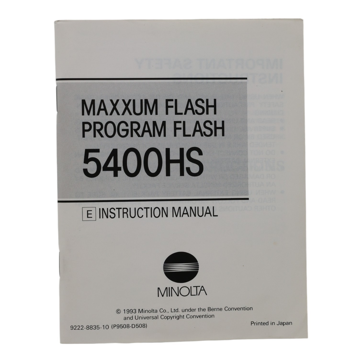 Minolta Manual Maxxum Flash Program 5400HS 5400 Hs Instruction