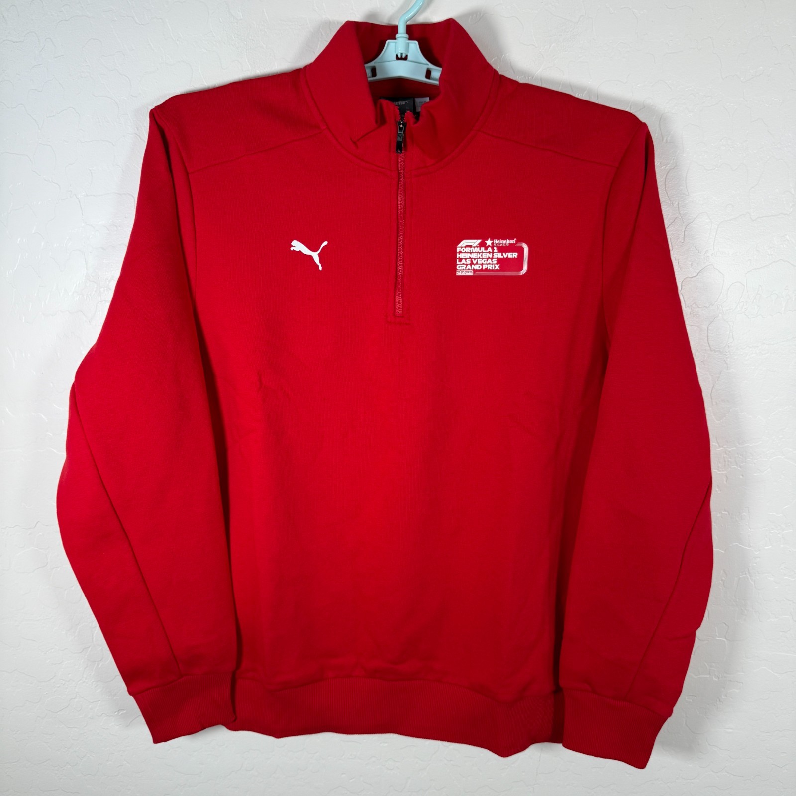 Puma Formula 1 Las Vegas Grand Prix 2023 Mens XL Red Heineken Silver Sweater New