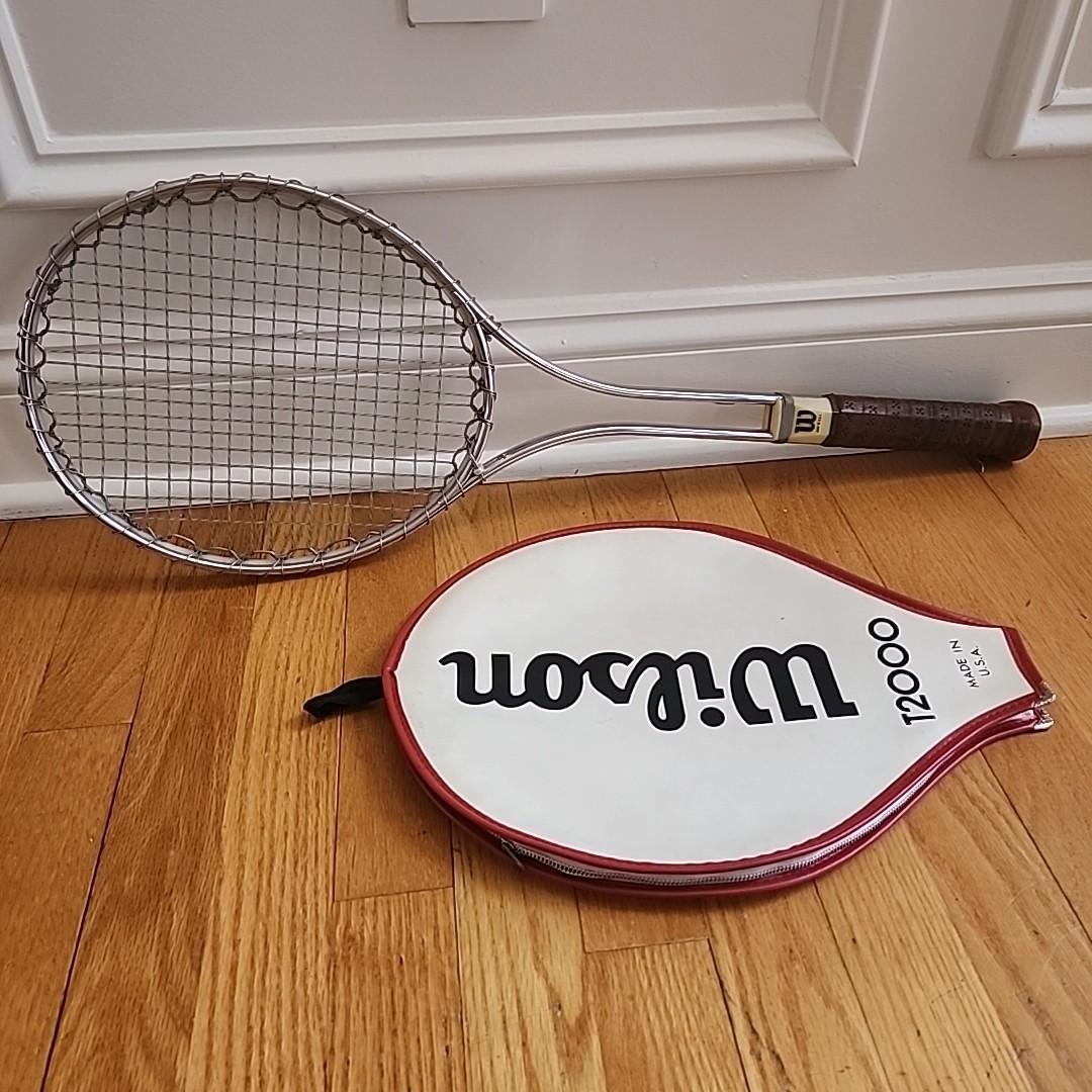 Wilson T2000 Tennis Racquet Vintage Steel Frame w/ Cover 4 1/4 Grip USA Jimmy Co