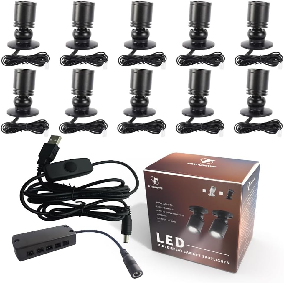 10 Lights Dimmable LED Cabinet Lights USB 5V Downlight for Model Display Counter