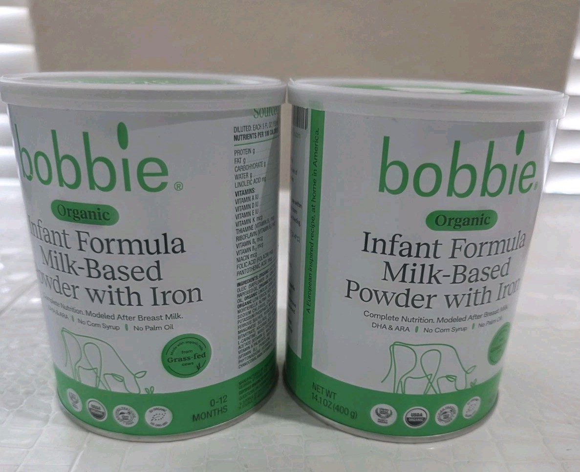2 Bobbie Organic Infant Formula Milk Based Powder w Iron 14.1 oz 2-pk EXP 7/26