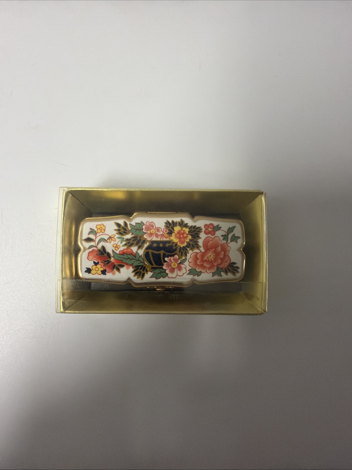 Vintage Stratton Lipview Lipstick Holder With Built In Mirror, Floral Design