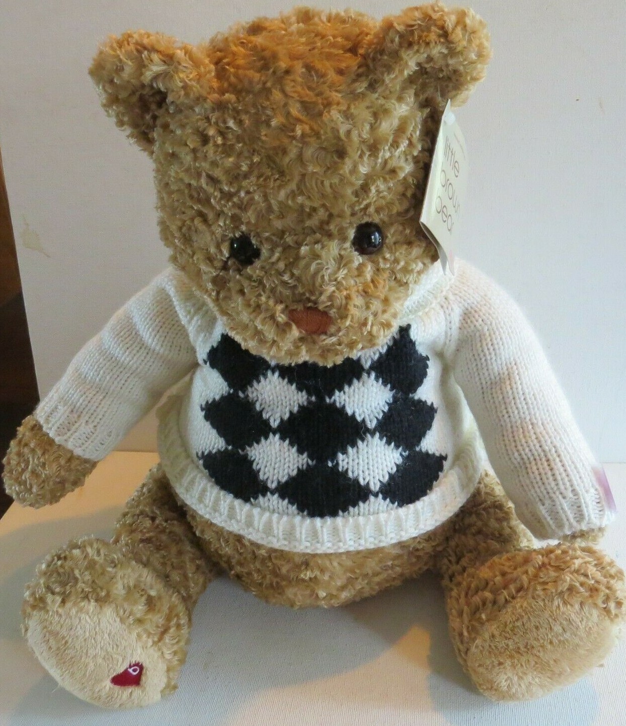 GUND Plush little brown Bear w/ Sweater~limited edition 2001~15" NWT