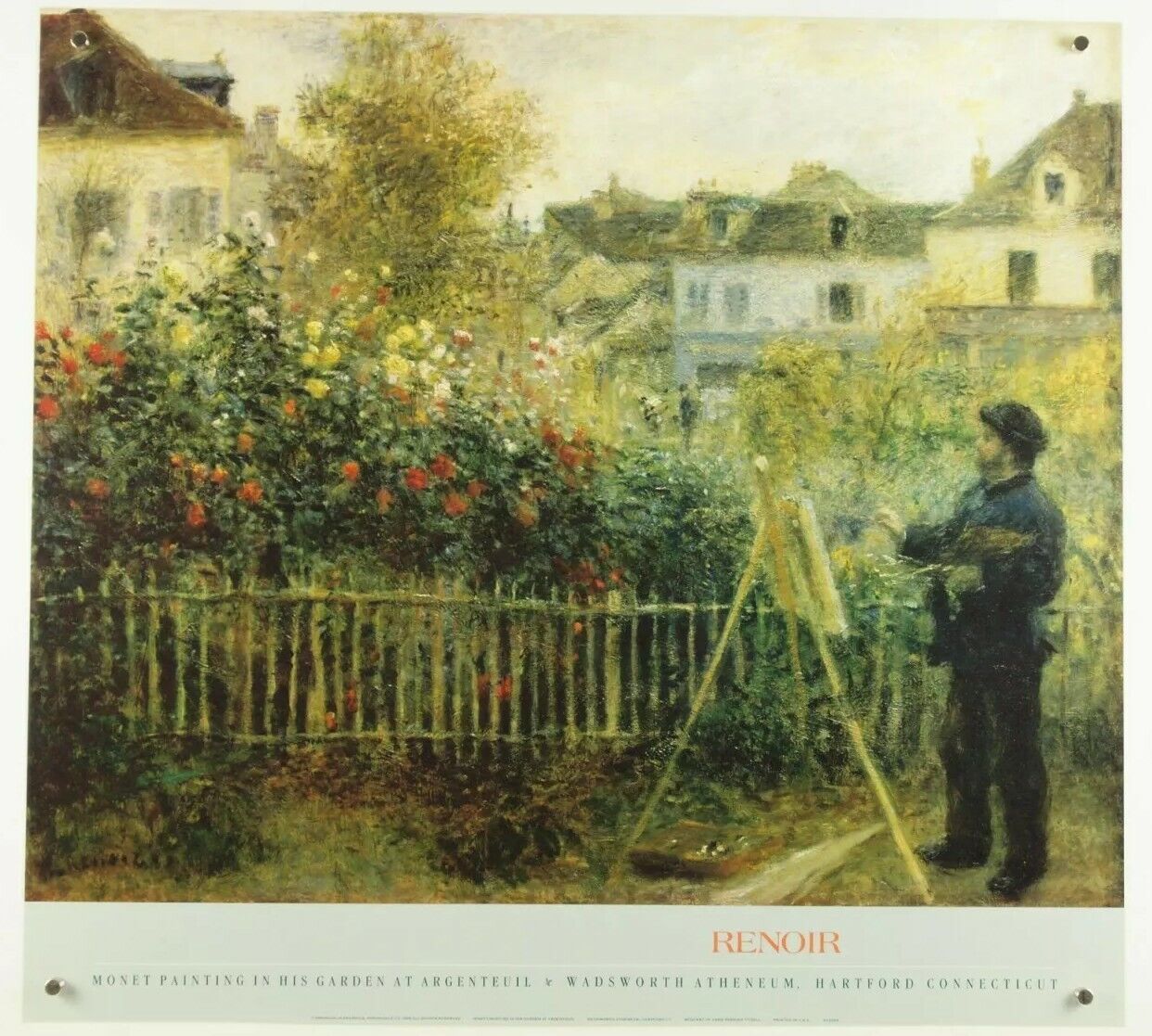 vtg RENOIR Monet Painting Garden Argenteuil high quality fine art print 26x24"