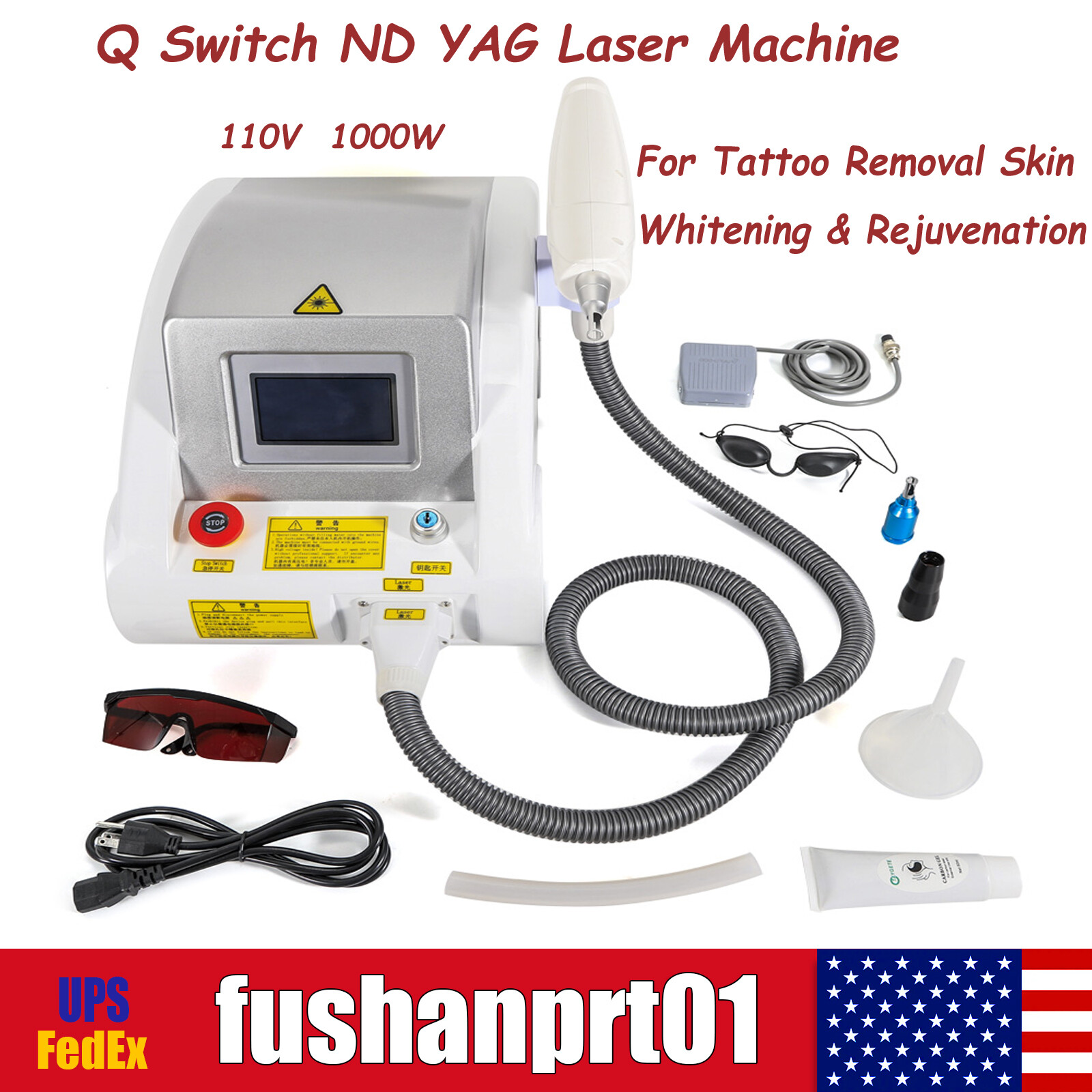 Q Switched ND Yag Laser Tattoo Removal Machine Eyebrow Pigment Remove Freckle US