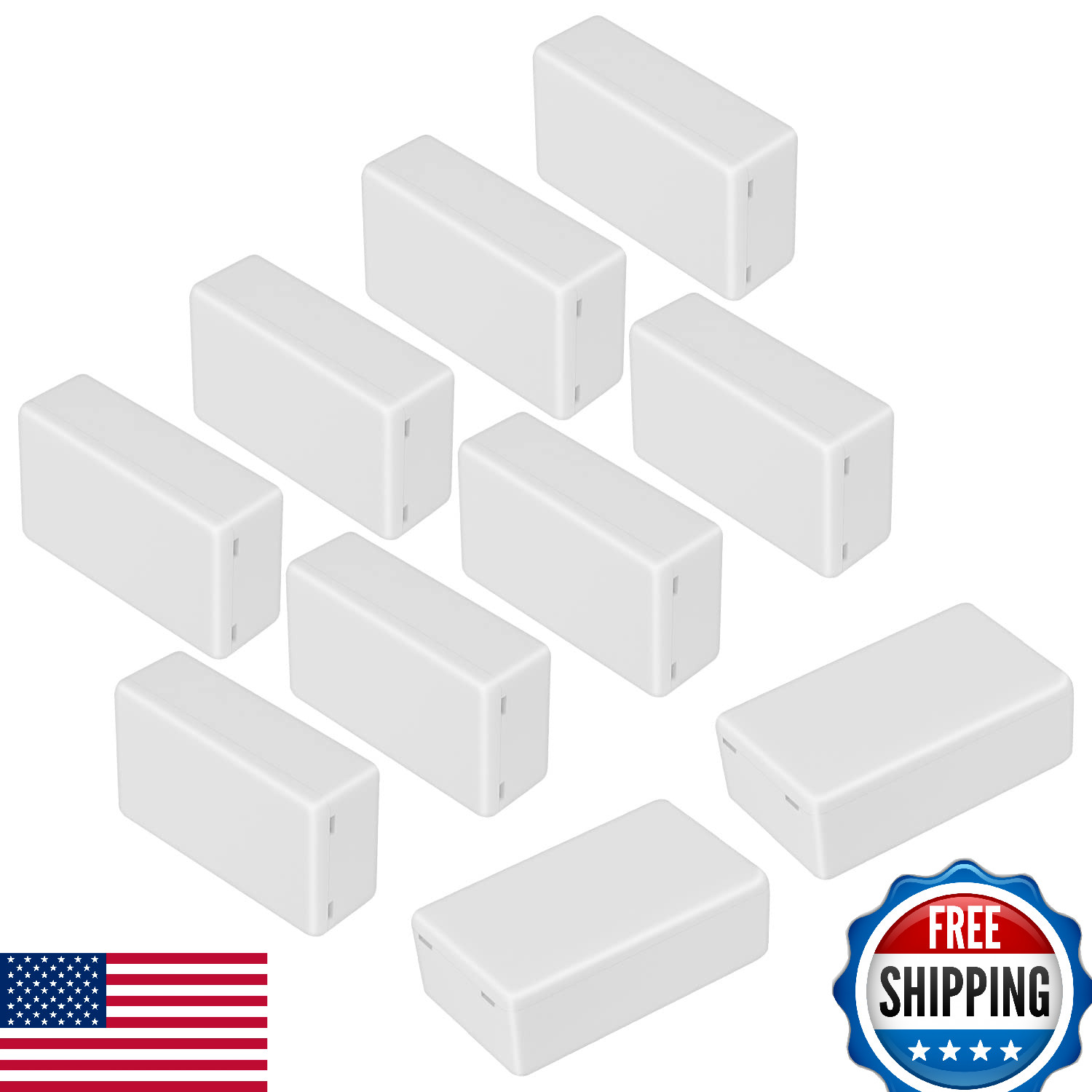 LeMotech 10-Pack ABS Plastic Electrical Junction Box Small Enclosure White 80x50