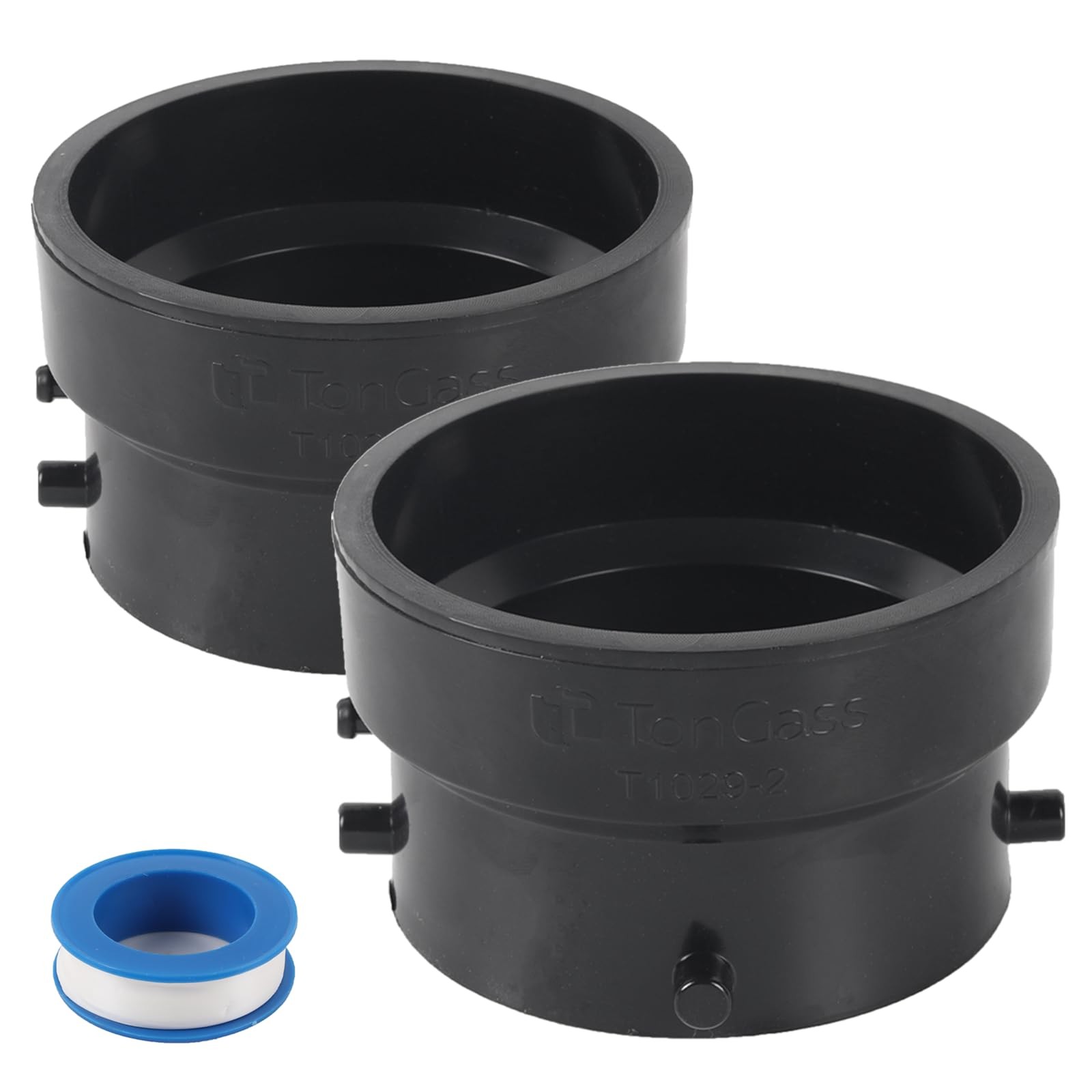 TonGass (2-Pack T1029-2 RV Sewer Termination Adapter - 3" Hub x Black 