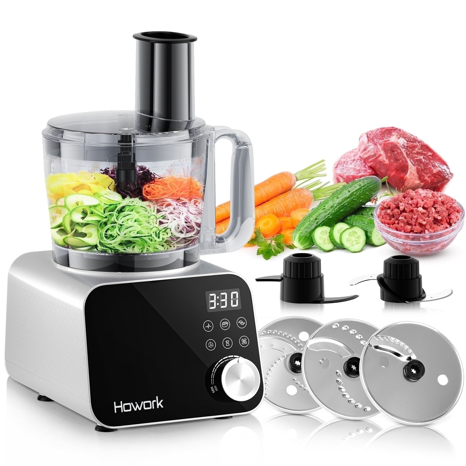 HOWORK E03 Food Processor, 12 Cup, 600W Multifunctional Vegetable Chopper and
