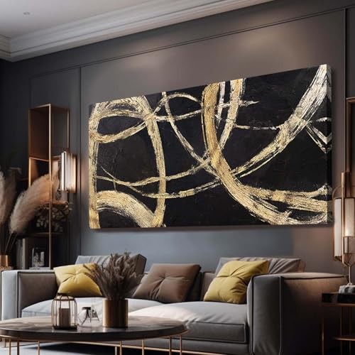  And Gold Pictures for Living Room Wall Decor Minimalist Wall 29"W x 58"H Black