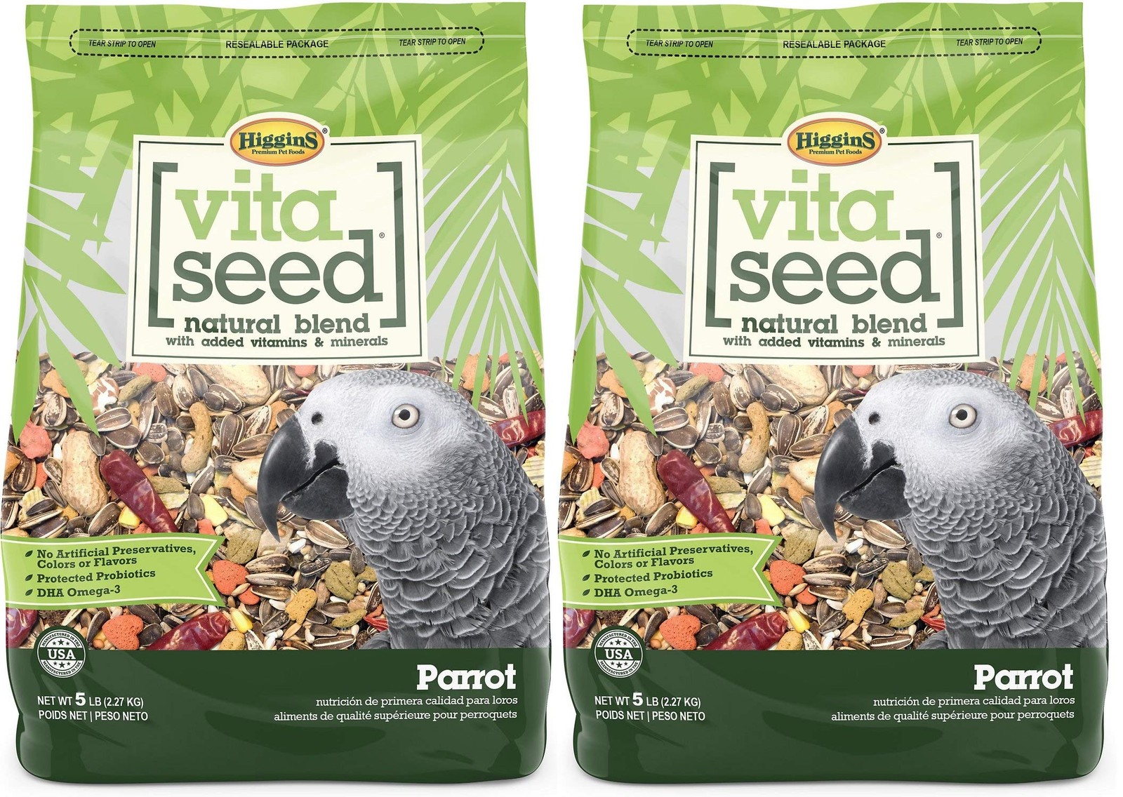 2 Pack of Vita Seed Natural Blend Parrot Food, 5 Pounds Each