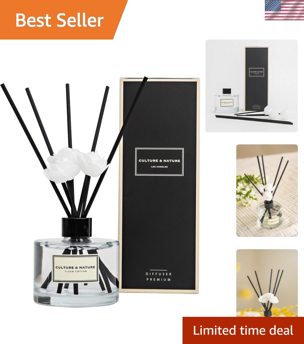 Reed Diffuser Set 6.7oz 200ml Clean Cotton Scented Diffuser with Sticks Home ...