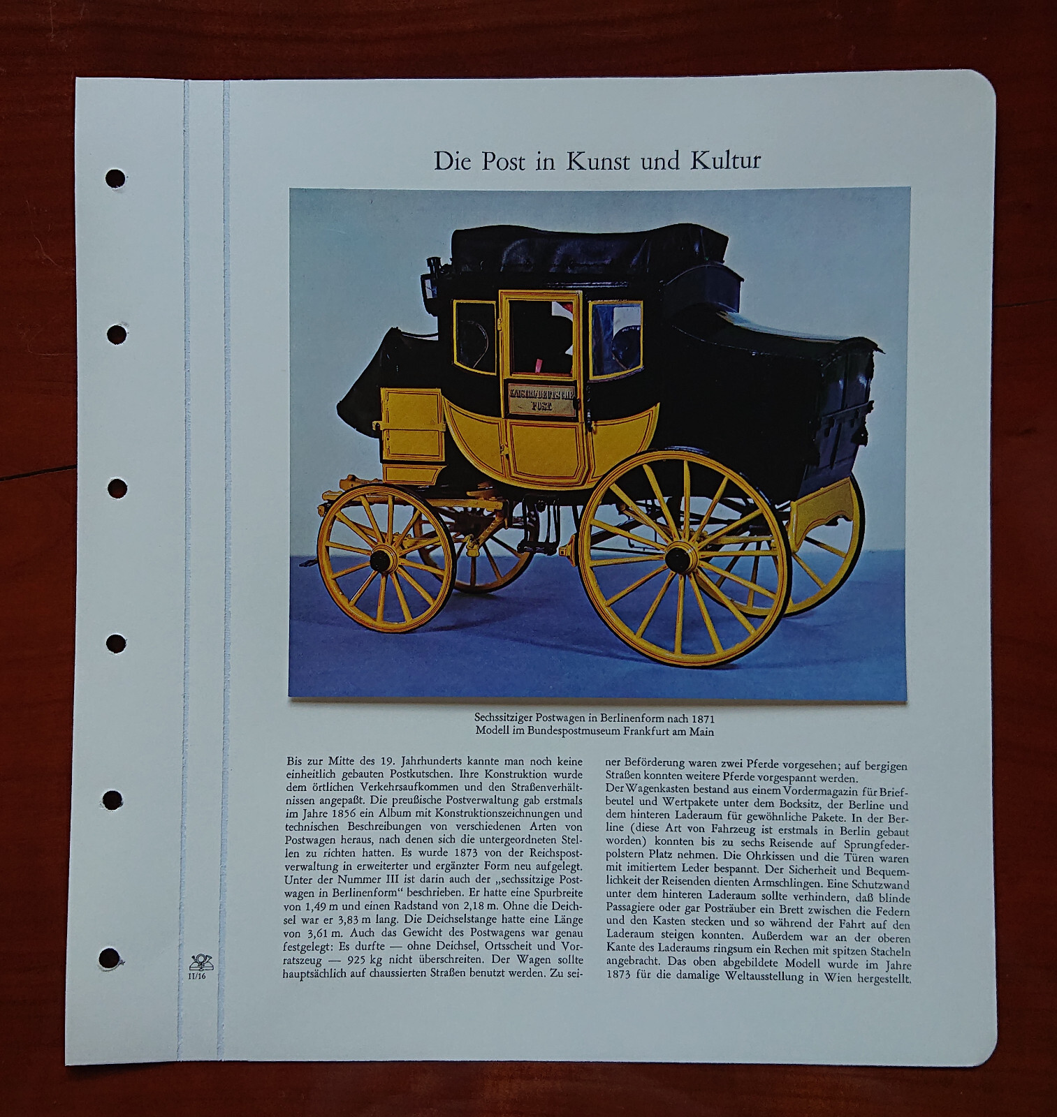 Vordruckblatt the Post Art & Culture Sechssitziger Mail Wagon Berlinenform 1871