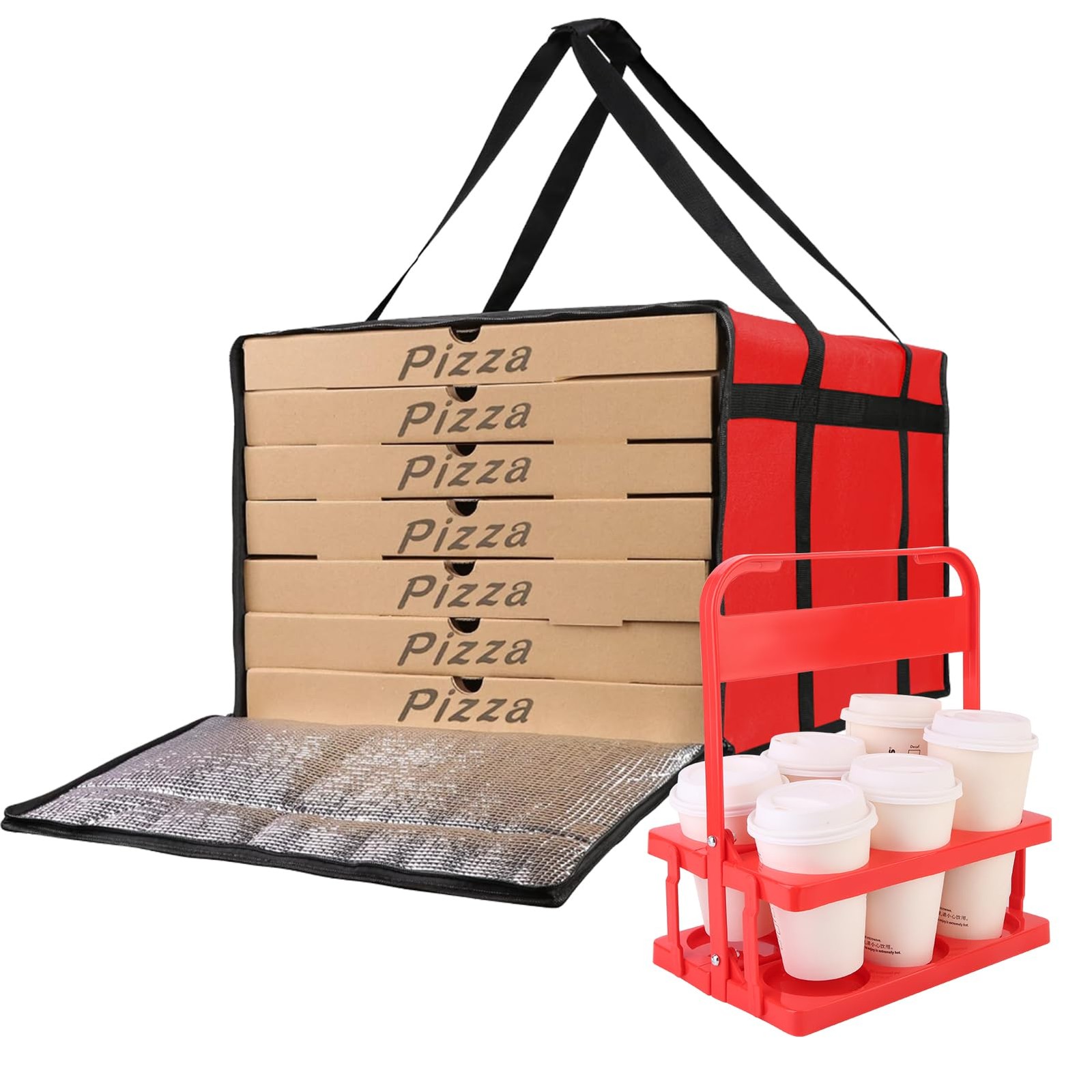 Insulated BagPizza Bags for Delivery & Plastic Portable Drink Carrier，20"x 20...