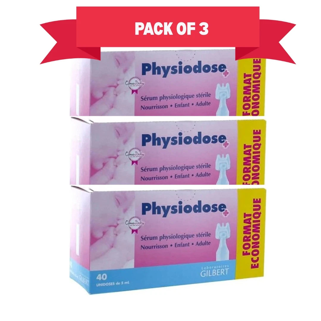 3 PACK Physiodose Sterile Saline Solution 40x5ml Baby Adult Nasal Eye Care New