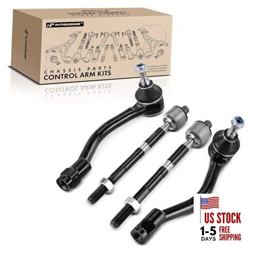  Set of 4, Front Inner Outer Tie Rod End Kit, Compatible with Kia Forte 2014 