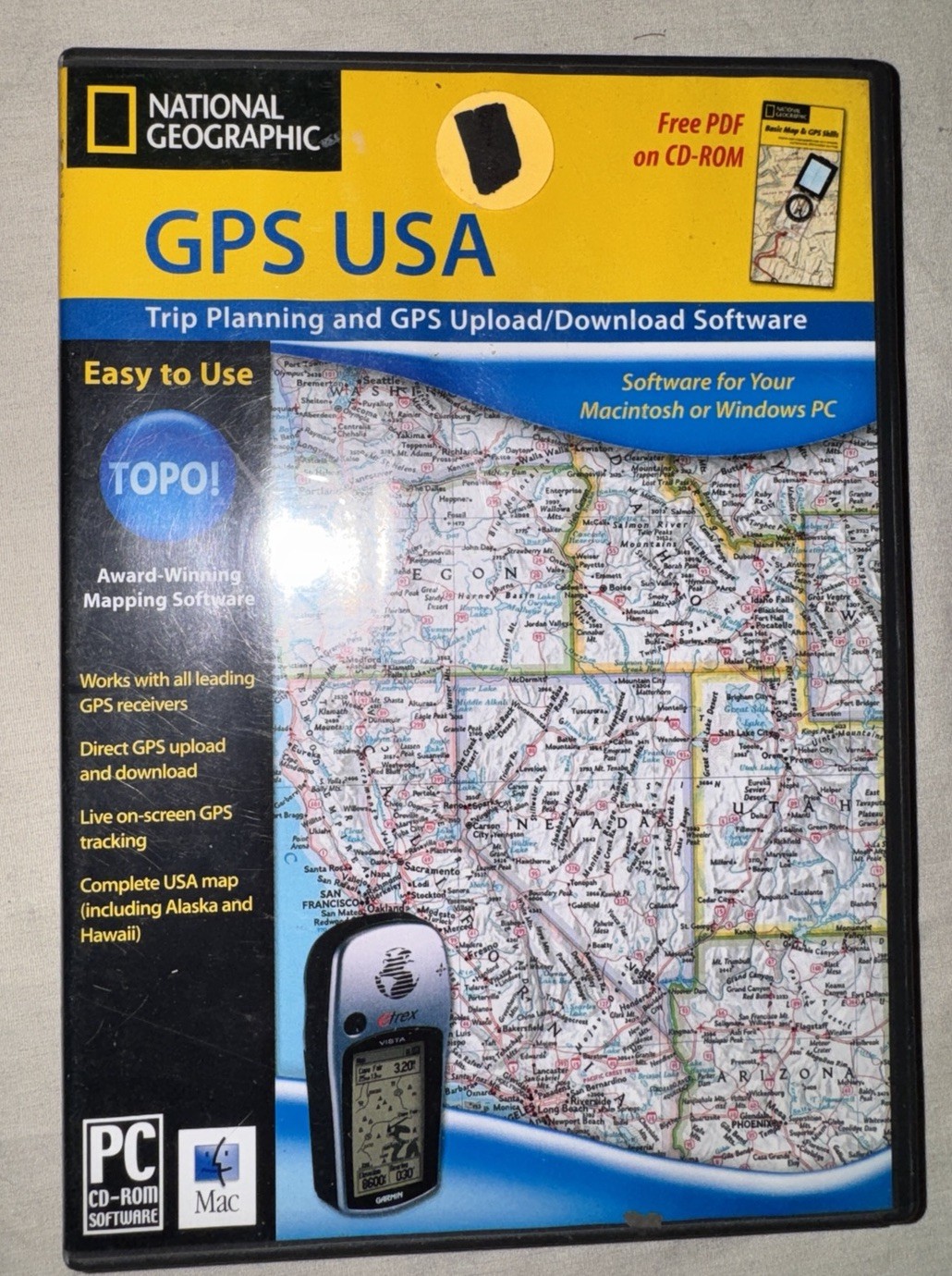 National Geographic GPS USA Trip Planning Mapping Software PC Mac CD-ROM 2004