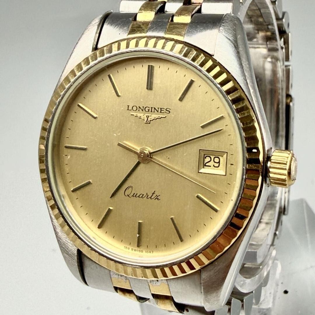 Operating Longines Watch Gold Dial Quartz Combination Men'S Jj063