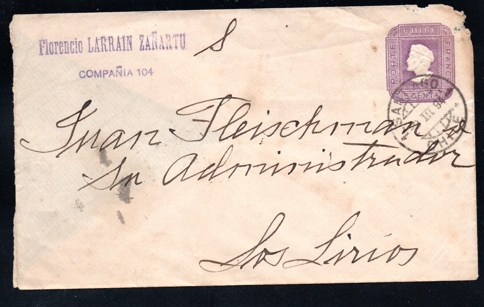 CHILE,  COMERCIAL BODEGAS DE CAL,COLON IMPRESO, DE SANTIAGO A LOS LIRIOS, RRR