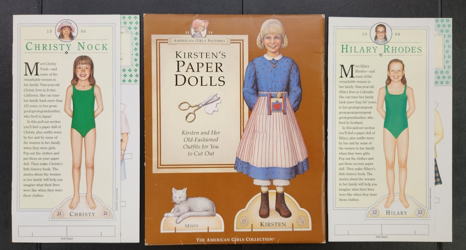 AMERICAN GIRLS PAPER DOLLS UNCUT NEW Christy Nock Hilary Rhodes Kirsten LOT