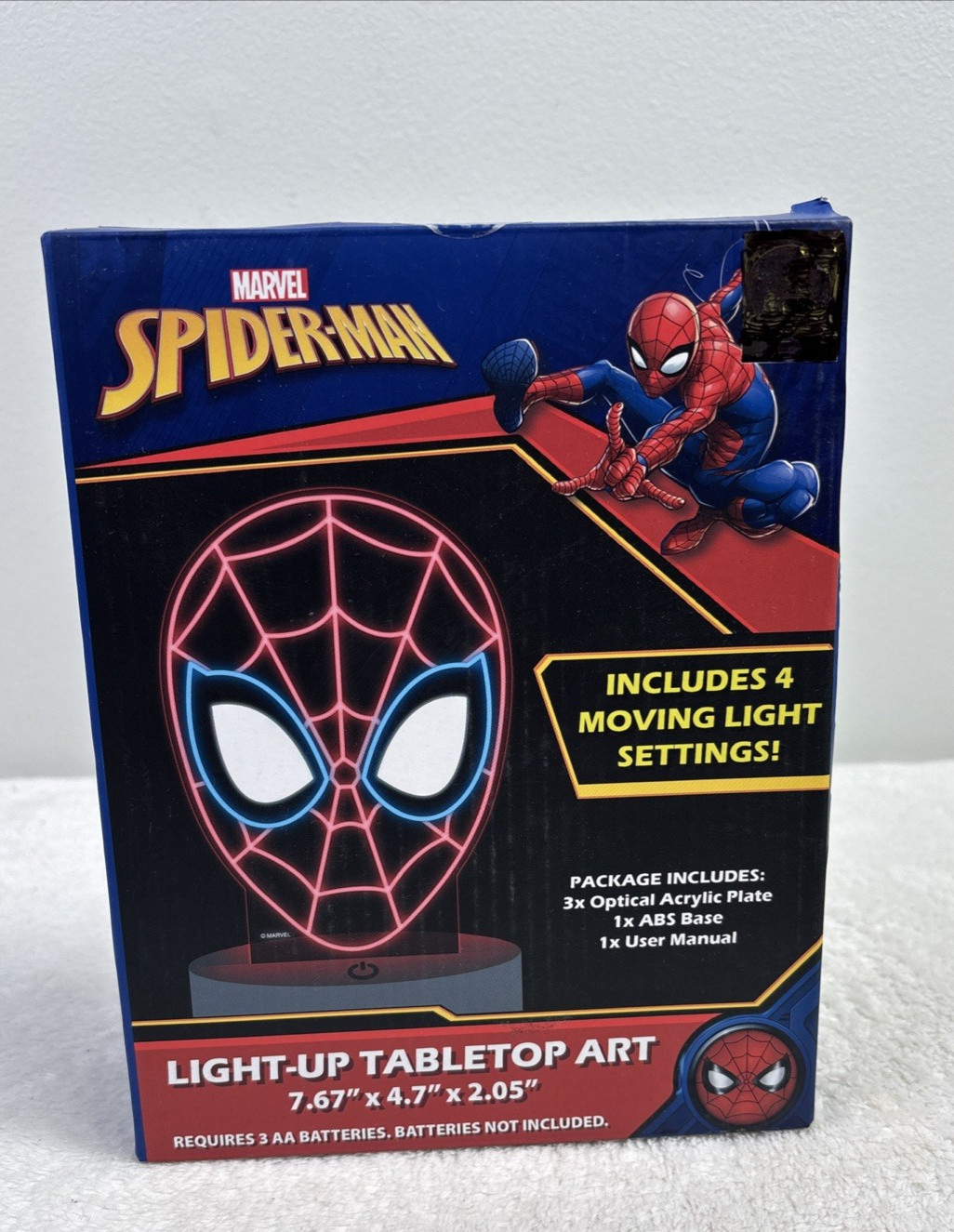 Marvel Spider-Man Light Up Tabletop Art 4 Moving Light Settings Brand New In Box