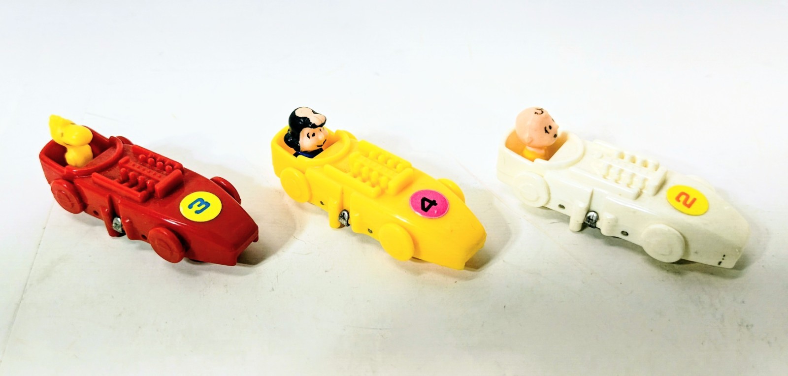 Peanuts Charlie Brown Lucy & Woodstock Friction Race Car Set 3pc