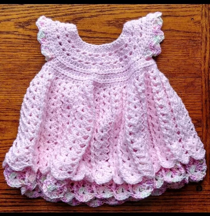 Dress 3 to 6 months New Girls  Leia Allen Crocheted Handmade Angel Shell Baby