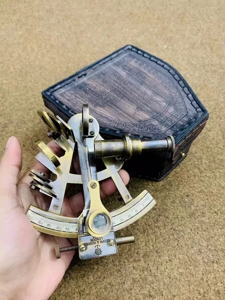 Brass Sextant Antique Sextant With Leather Box Working Sextant Pocket Sextant