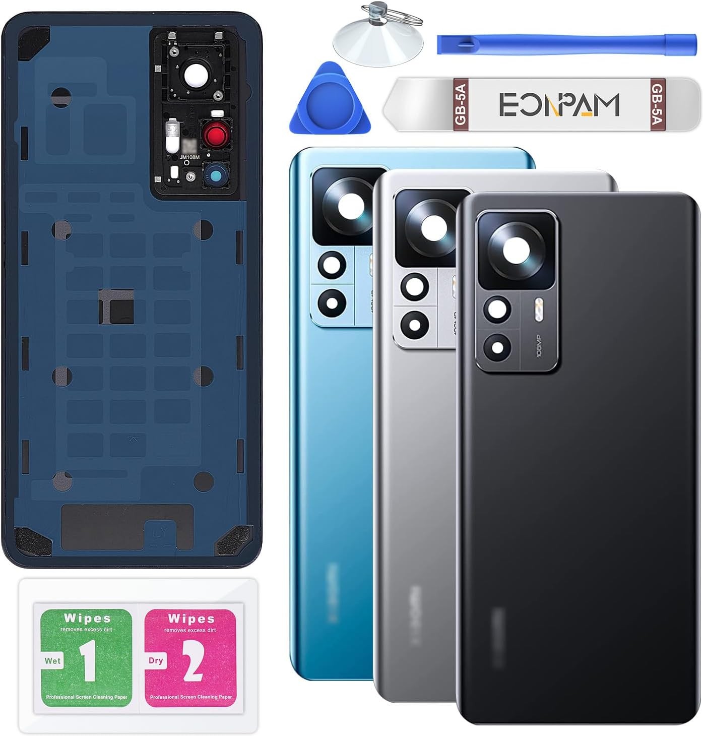 Back Glass Replacement for 12T Back Cover Rear Housing with Camera Lens Repair